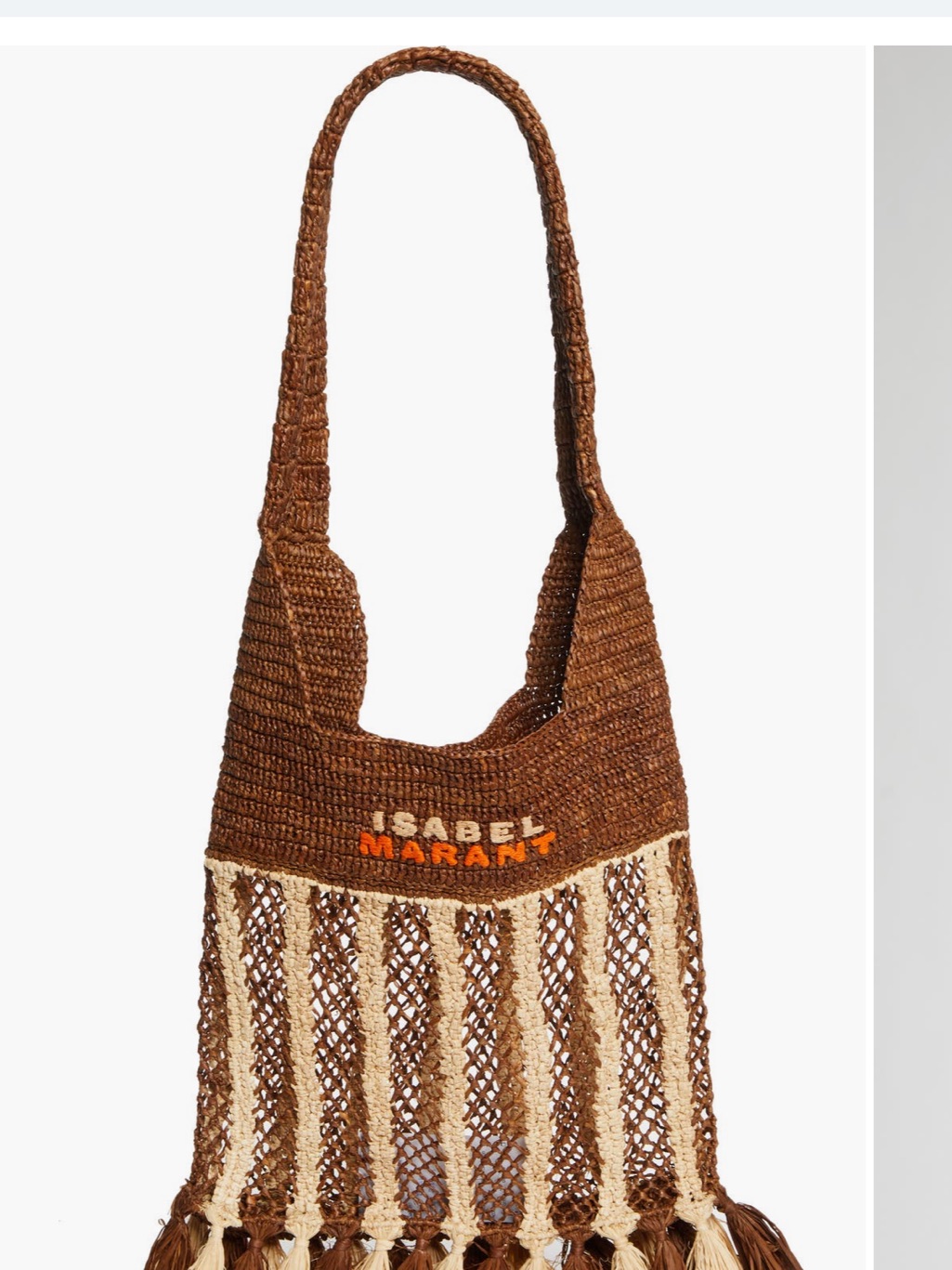 Isabel Marant Brown And Cream Woven Fringe Shoulder Bag